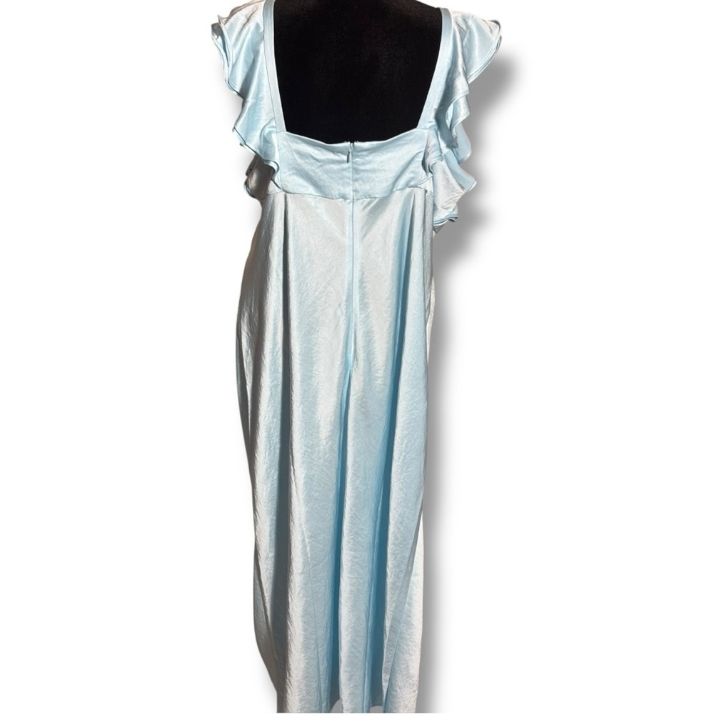 Madewell NWT Sky Blue Empire Waist Silky Maxi Dress with Ruffle Shoulder Detail - Picture 16 of 16